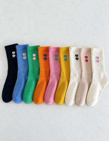 Heart Embroidery Socks - DippedShop Wholesale - #7139
