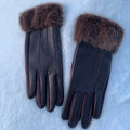 Stylish PU Suede Splice Plush Thicken Gloves 6W6GLO85