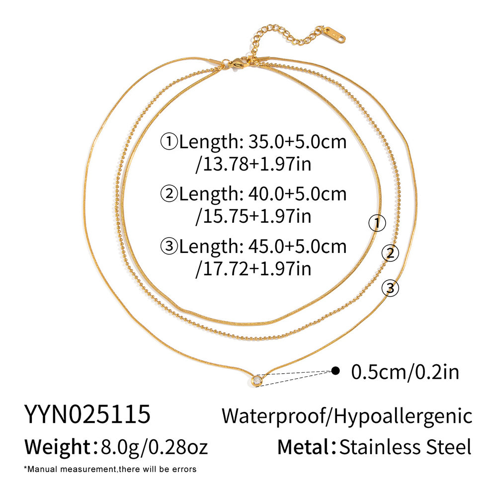Zircon Snake Chain Necklace - DippedShop Wholesale - #7395