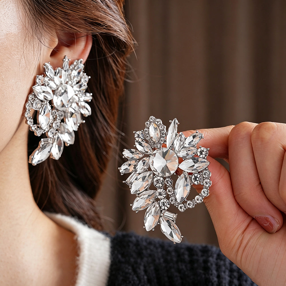 Full Rhinestone Heart Geometric Stud Earrings 6W6JER763