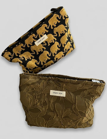 Vintage Elephant Jacquard Portable Makeup Bag MK2BW6S10BOB76