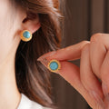 Vintage Oval Turquoise Gold Plated Stud Earrings 6W6JER710