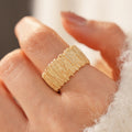 Vintage Gold Plated Crinkled Texture Wide Open Ring 6W6JRG362