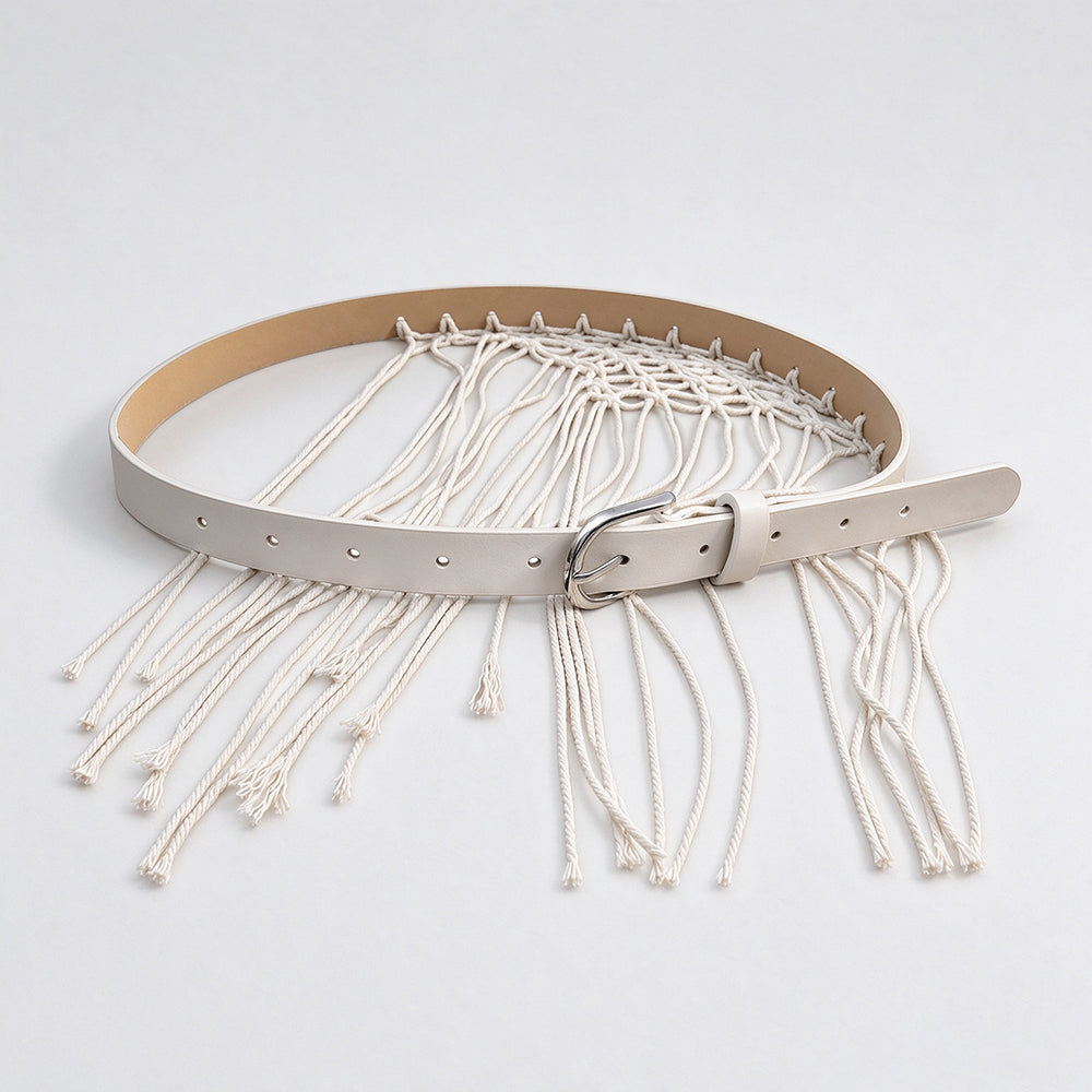 Bohemian Hand-Woven Mesh Macrame Tassel Belt 6W6JBT236