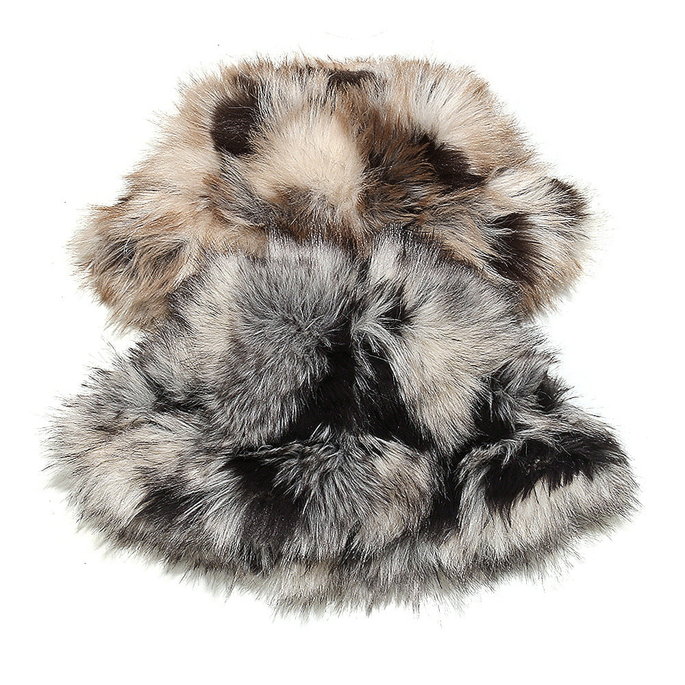 Winter Color Contrast Faux Fur Bucket Hat 6W6HAT811