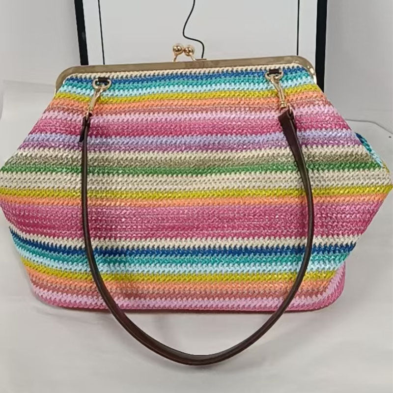 Elegant Solid Color Weave Shoulder Bags 6W10BBG1945