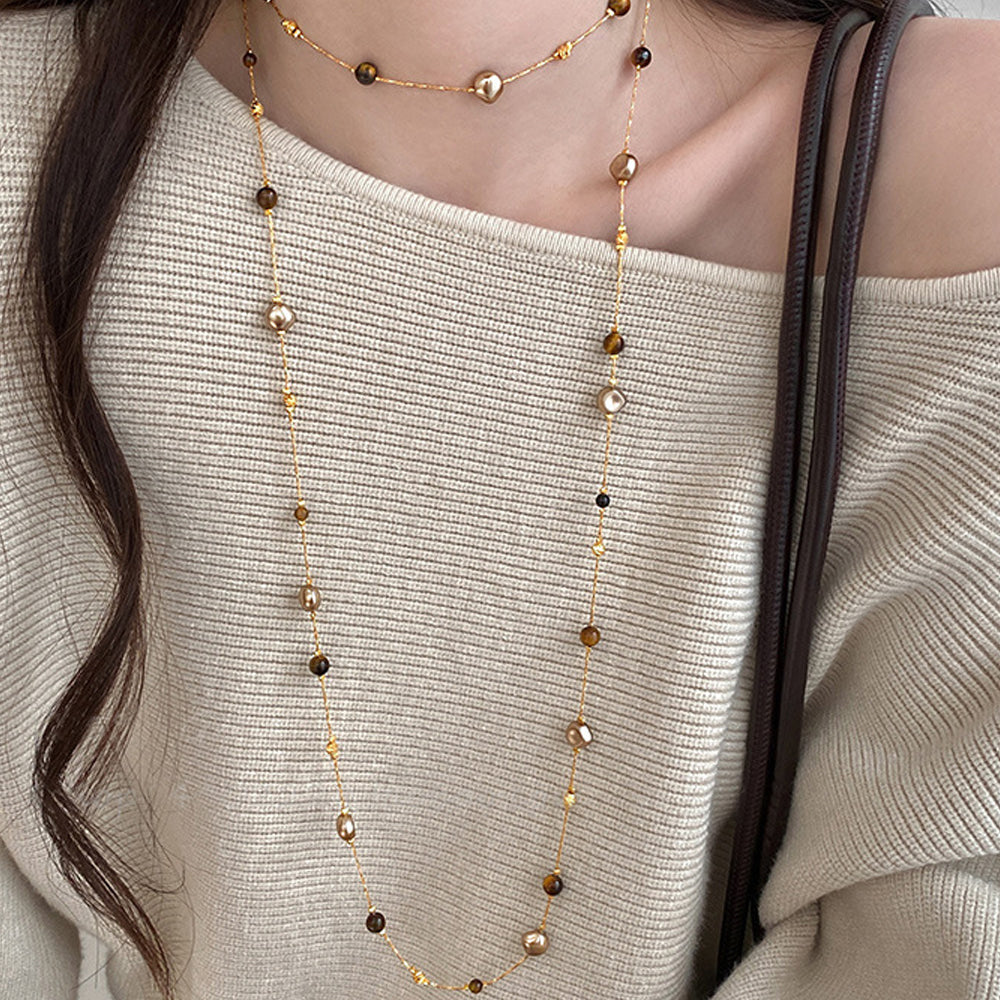 Pearl Natural Stone Necklace - DippedShop Wholesale - #3843