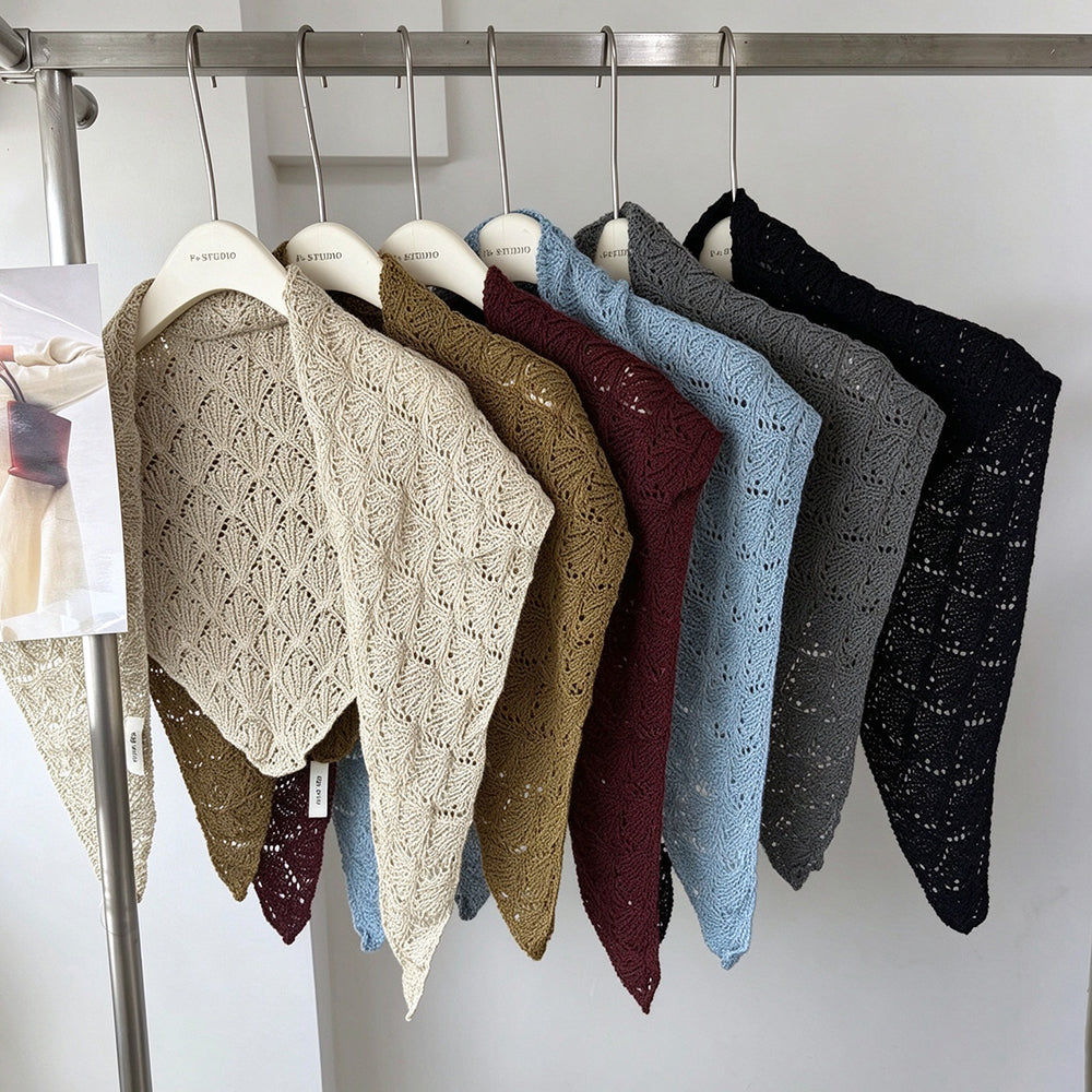 Crochet Knit Triangle Scarf - DippedShop Wholesale - #4083