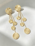 Chunky Gold Plated Long Disc Tassel Dangle Earrings 6W6JER717