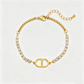 Stylish Rhinestone Four-Leaf Clover Chain Bracelet 6W6JBR518