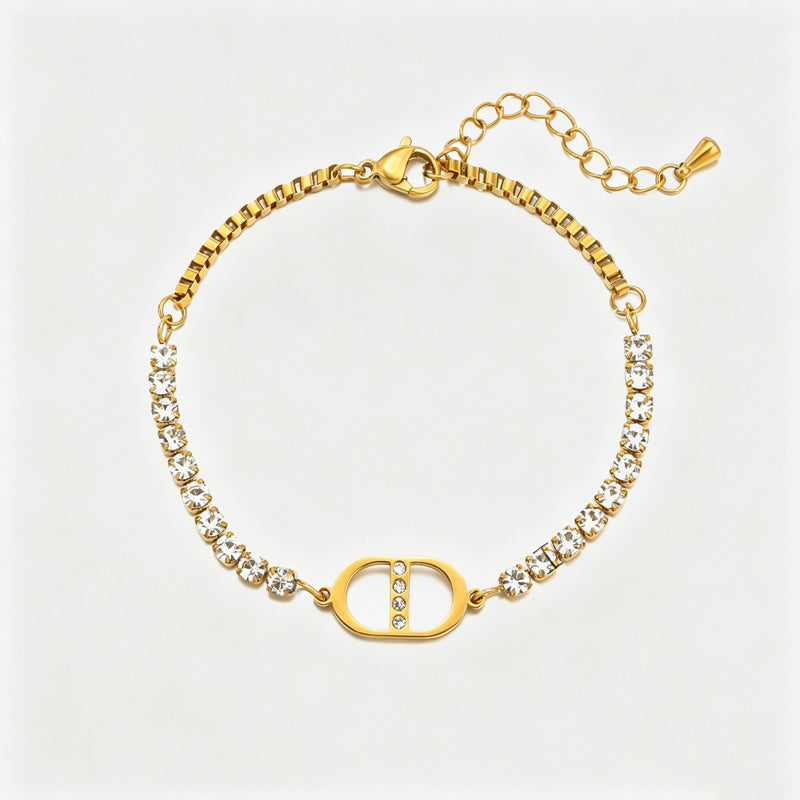 Stylish Rhinestone Four-Leaf Clover Chain Bracelet 6W6JBR518