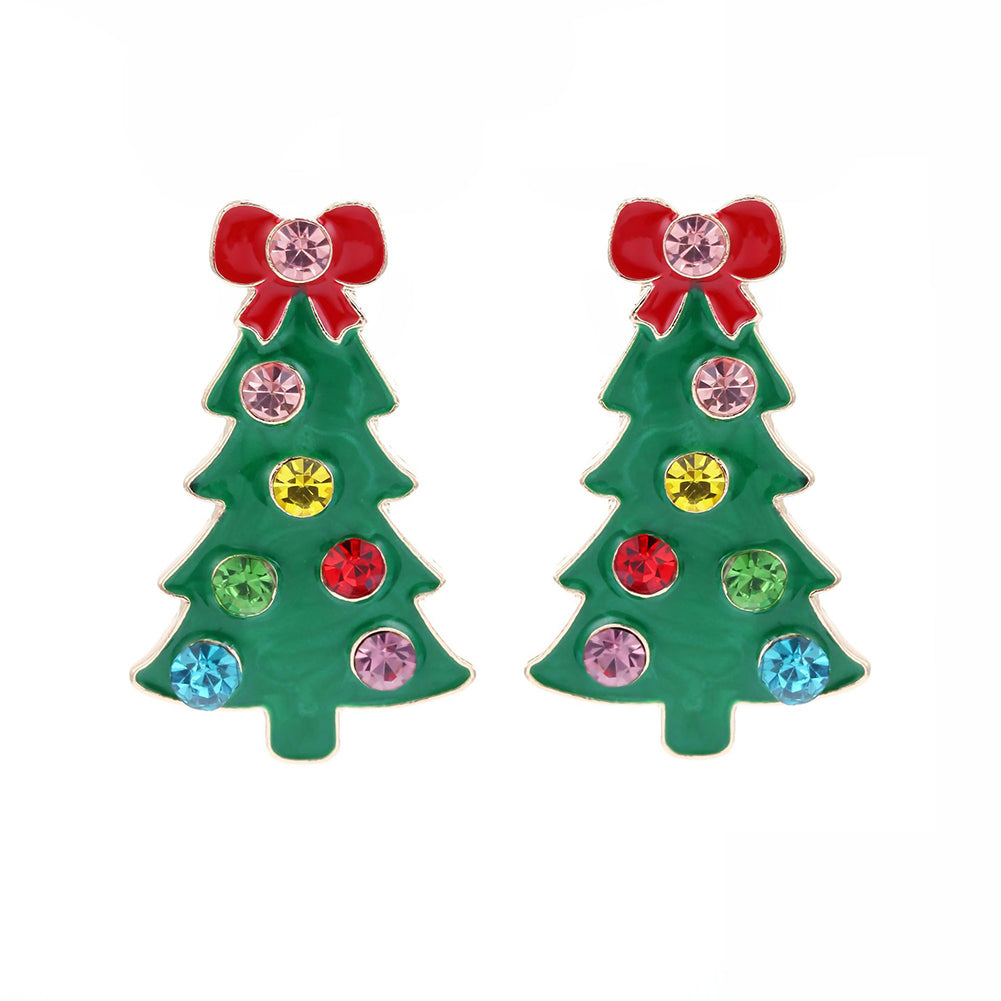 Rhinestone Christmas Tree Earrings - DippedShop Wholesale - #2163