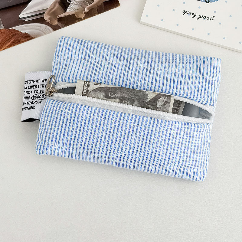Simple Color Block Striped Key Coin Purse 6S10BWB115