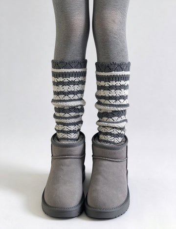 Striped Slouchy Mid-Calf Socks - DippedShop Wholesale - #7011