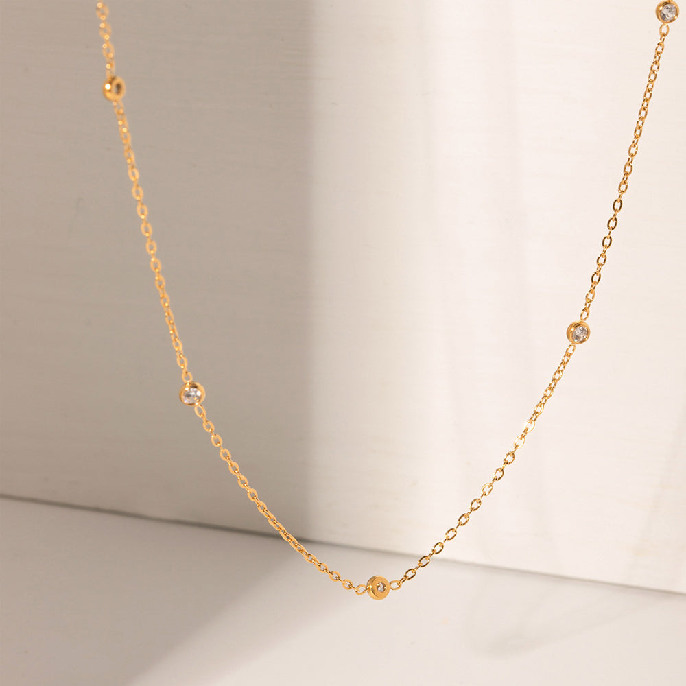 Trendy Gold Plated Cubic Zircon Choker Neckalce 6W6JNC1031