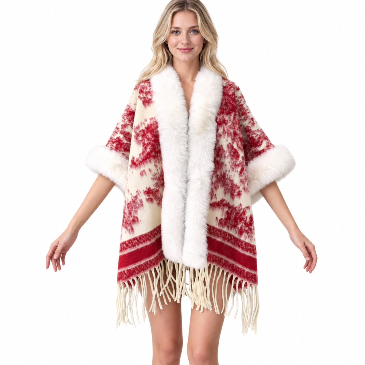 Faux Fur Knit Poncho Cape - DippedShop Wholesale - #7139
