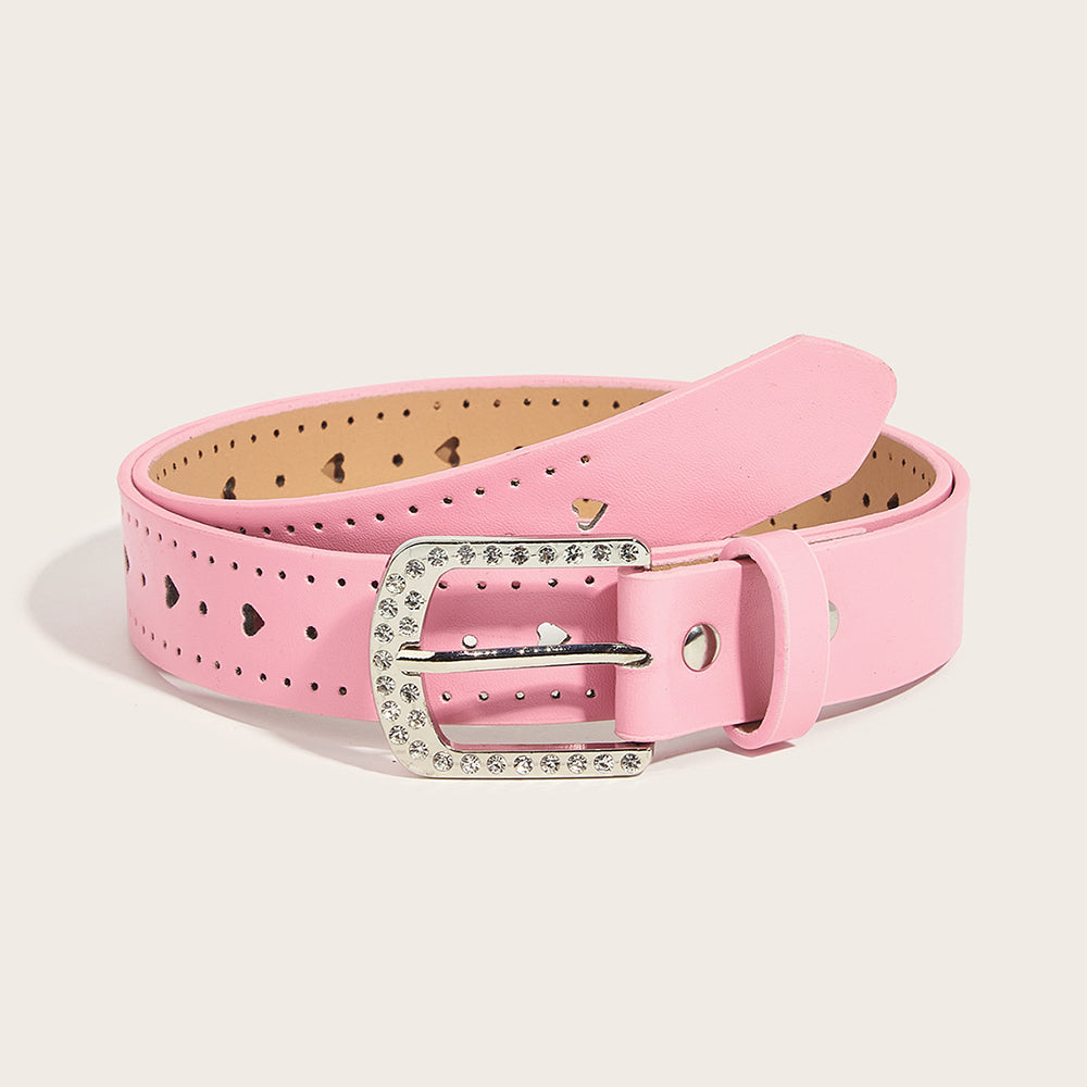 Fashion Hollow Out Heart Rhinestone Buckle Belt 6W6JBT226