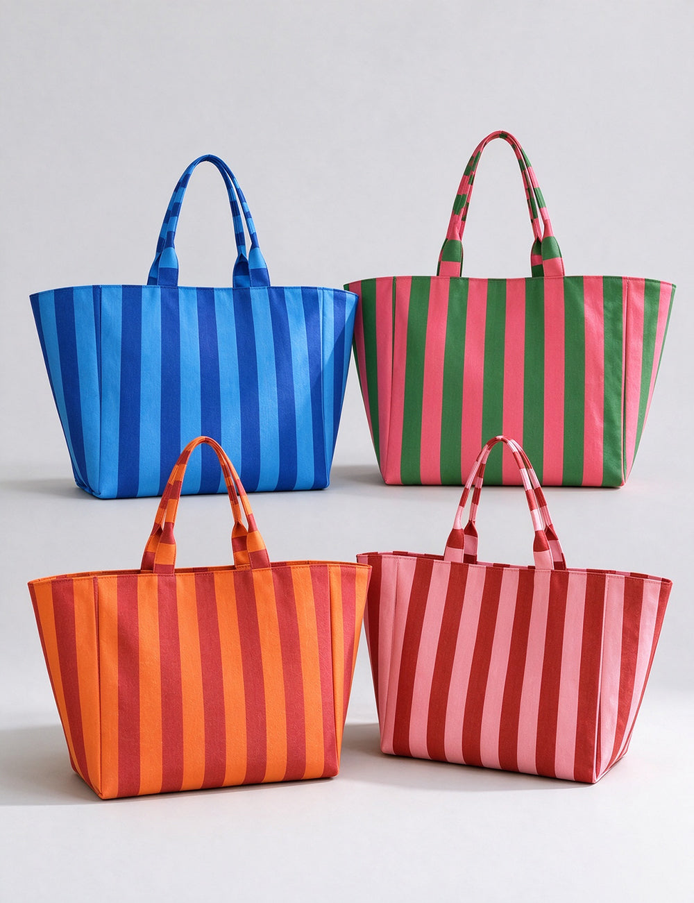 Striped Shopping Tote Bag - DippedShop Wholesale - #2083