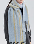 Color Block Striped Tassel Warm Knit Scarf 6W6NSW262