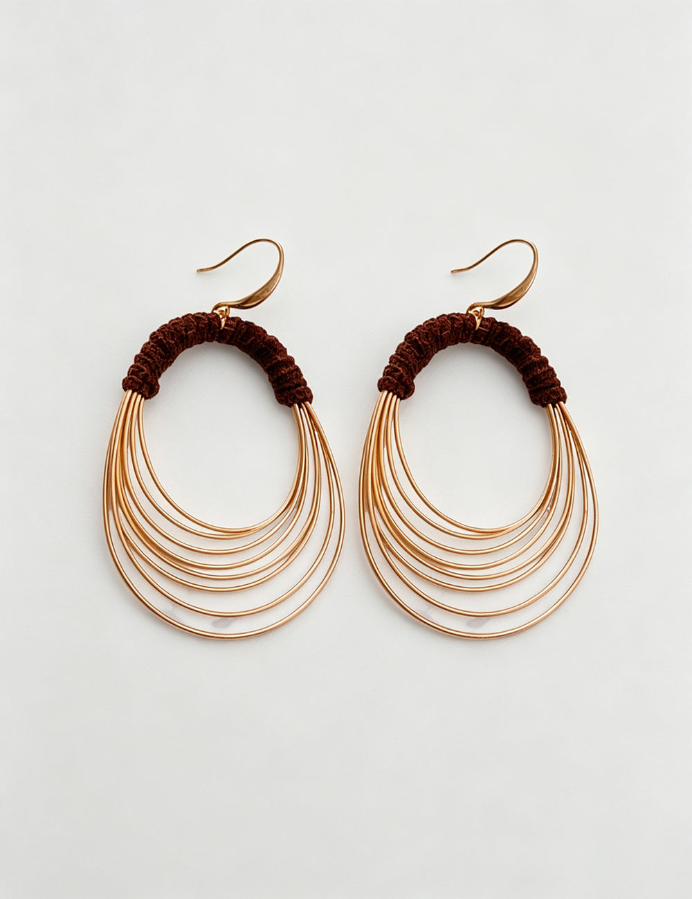 Chunky Layered Circle Gold Plated Hook Earrings 6W6JER744