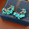 Irregular Turquoise Raw Stone C-Hoop Earrings 6W6JER828