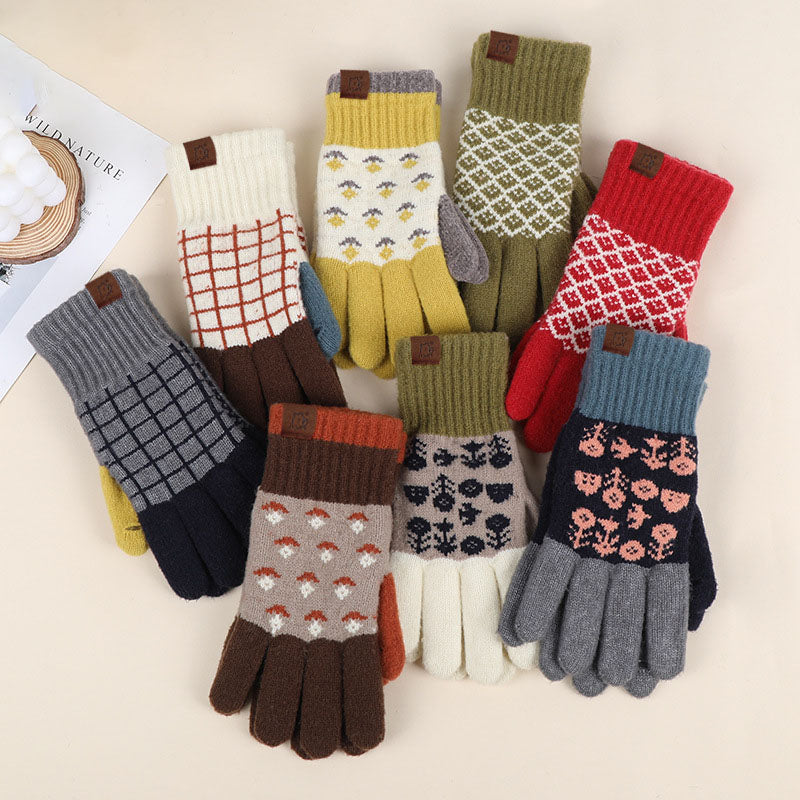 Vintage Jacquard Touch Screen Gloves - DippedShop Wholesale - #8099