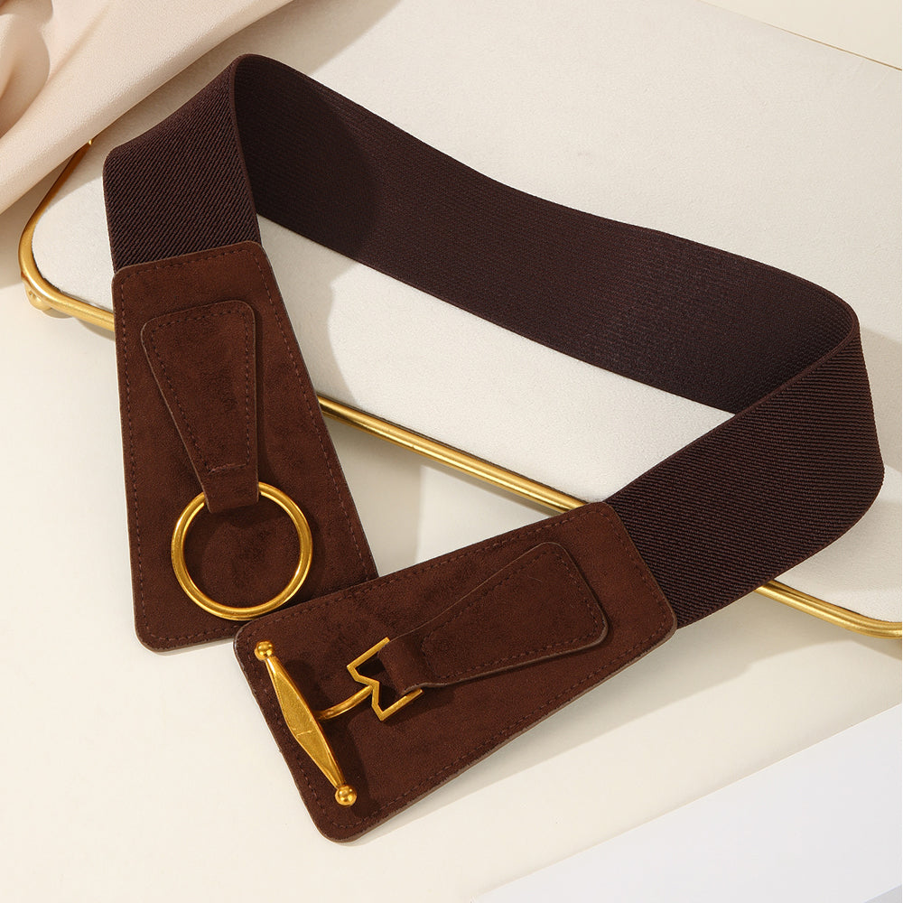 Chunky Wide Elastic Metal Stretchy Buckle Belt 6W6JBT232