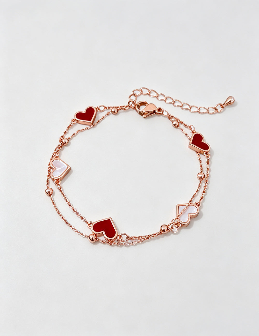 Chic Double Layer Heart Pendant Chain Bracelet 6W6JBR707