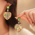 Vintage Heart Pendant Rhinestone Drop Earrings 6W6JER804