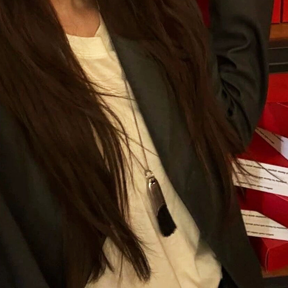 Minimalist Brush Tassel Long Pendant Sweater Necklace 6W6JNC1060