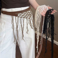 Vintage Woven Hollow Out Mesh Tassel Waist Belt 6W6JBT228