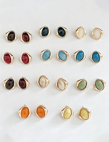 Chunky Gold Plated Acrylic Stud Earring 6W6JER560