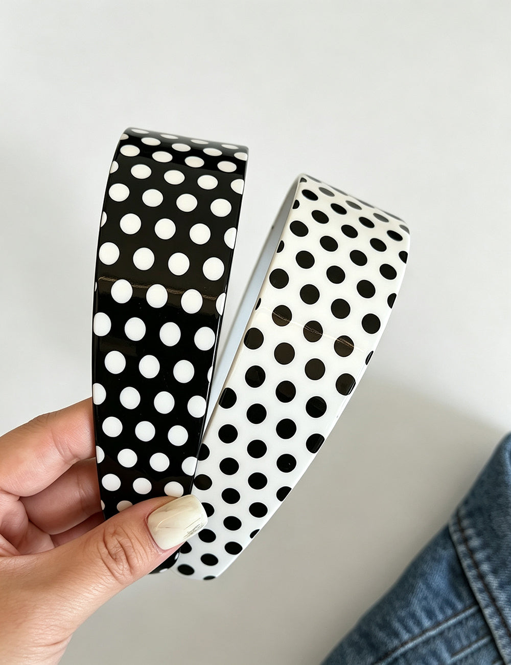 Elegant Polka Dot Acetate Wide Headband 6W6HBD373