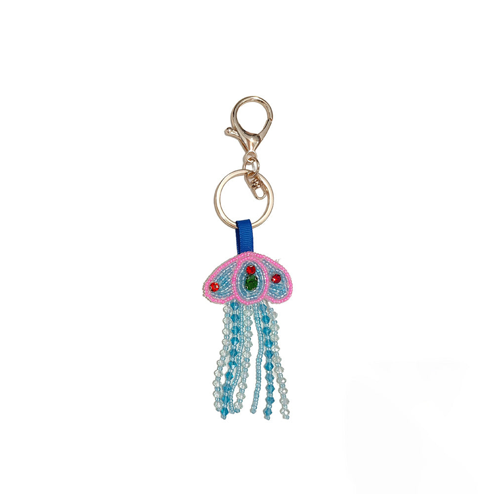 Stylish Rhinestones Beaded Jellyfish Pendant Bag Charm 6W10BBC812