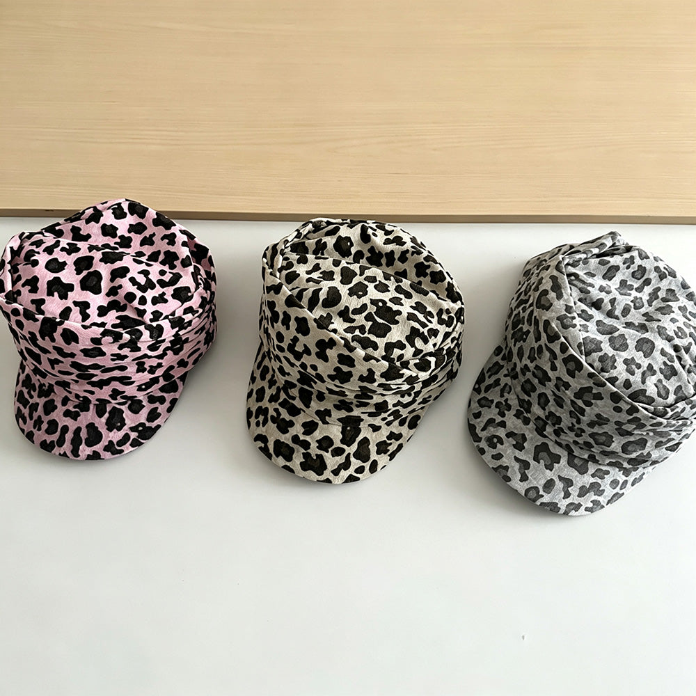 Fashion Ruched Leopard Print Flat Baseball Cap 6W6HAT795