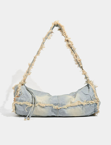 Large Capacity Washed Distressed Shoulder Bags 6W10BBG1341