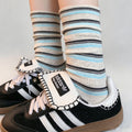 Striped Slouchy Crew Socks - DippedShop Wholesale - #0371