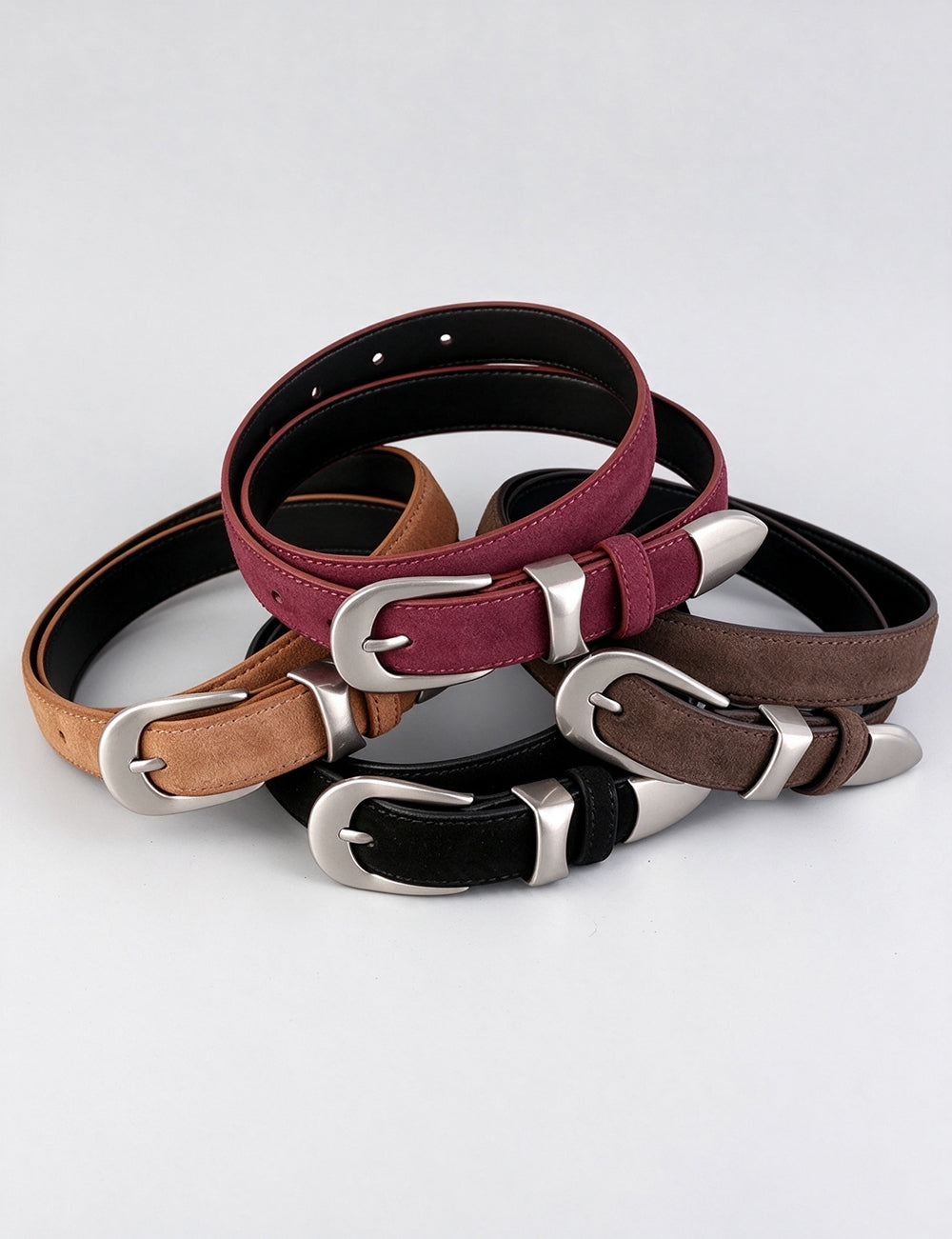 Minimalist Solid Color Suede Wide Belt 6W6JBT214