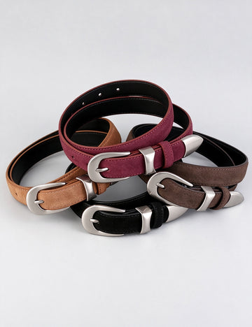 Minimalist Solid Color Suede Wide Belt 6W6JBT214