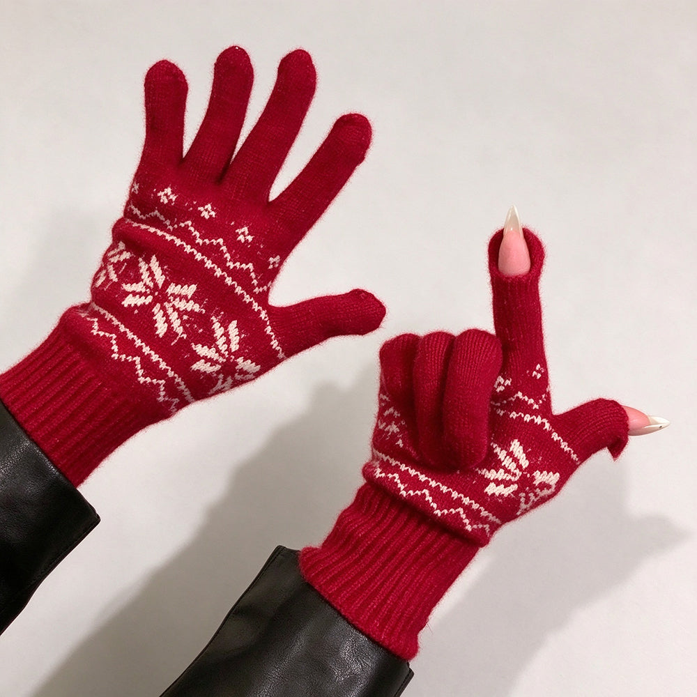 Fair Isle Touchscreen Knit Gloves - DippedShop Wholesale - #8131