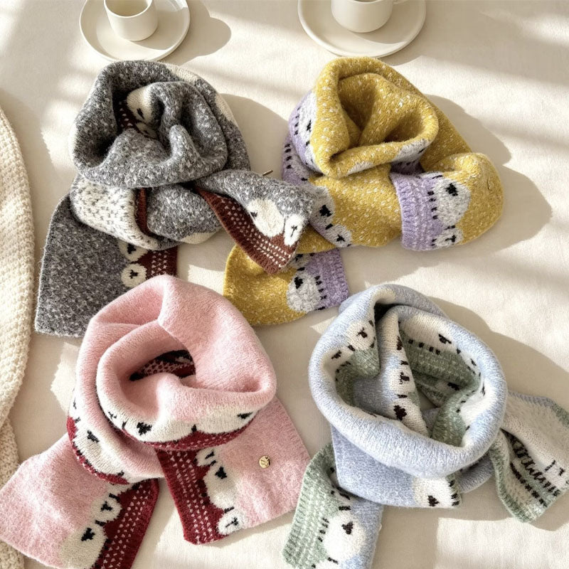 Cute Color Contrast Wool Blend Knit Scarf 6W6NSC129
