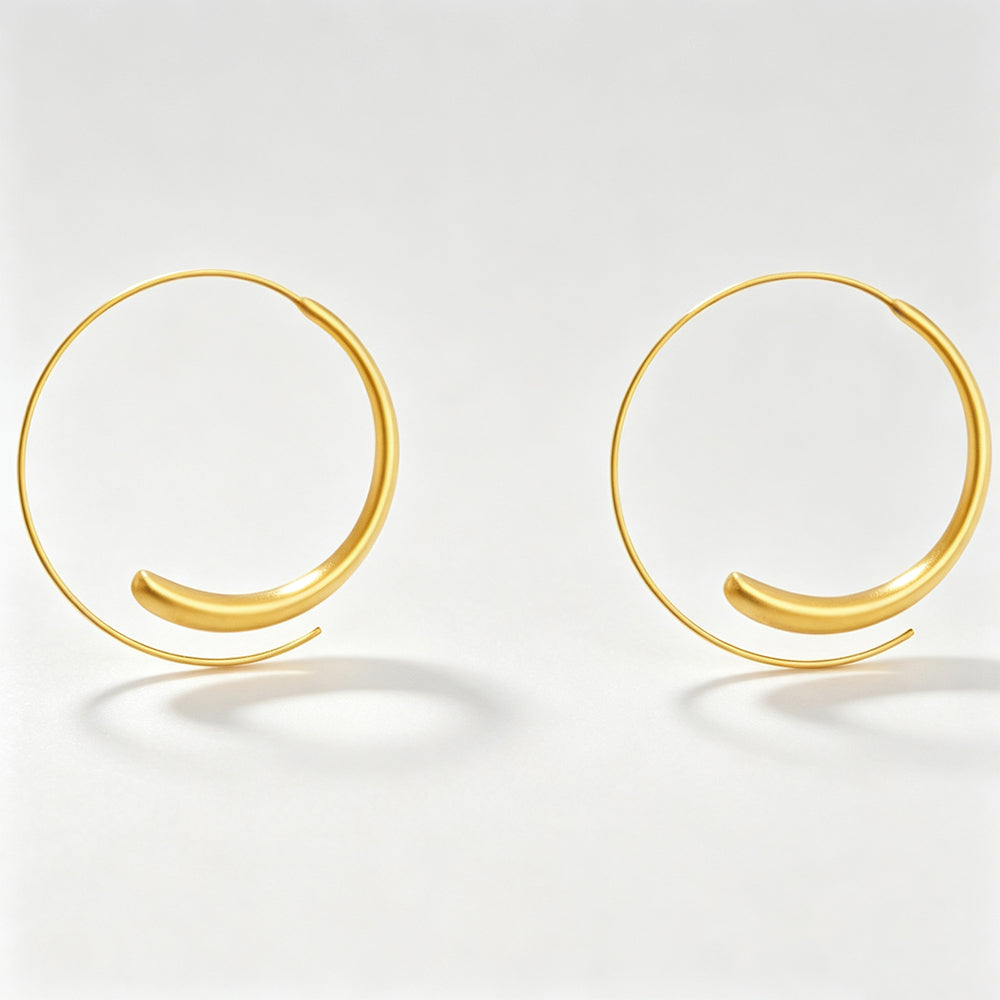 Chunky Gold Plated Geometric Statement Hoop Earrings 6W6JER714