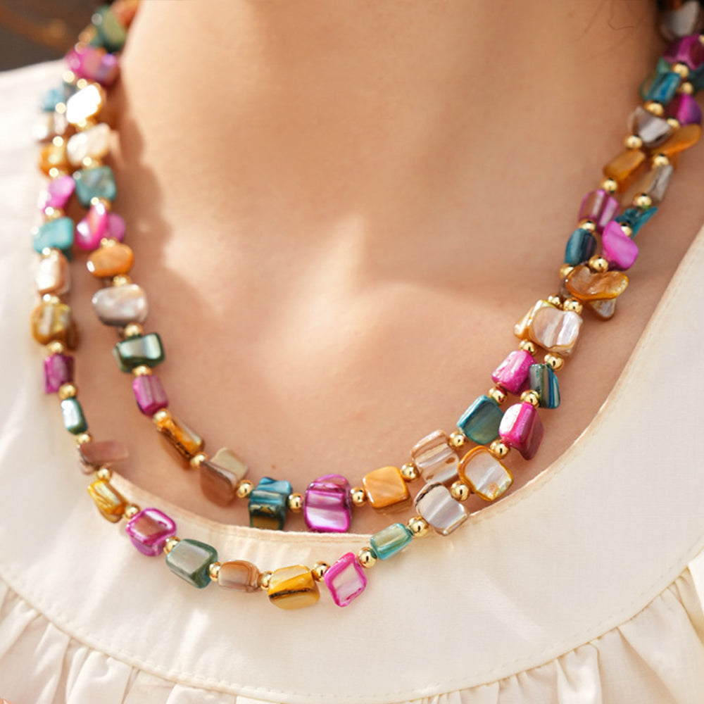Vintage Irregular Double Layer Shell Necklace 6W6JNC944