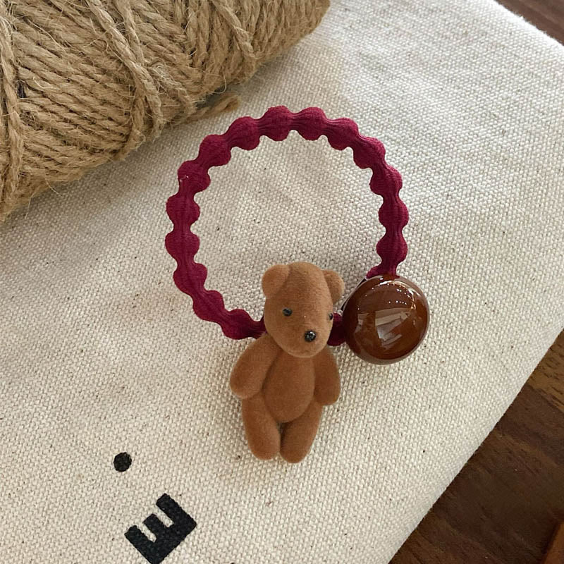 Cute Bear Bead Flocking Hair Tie MK2BLW6W6HHT17
