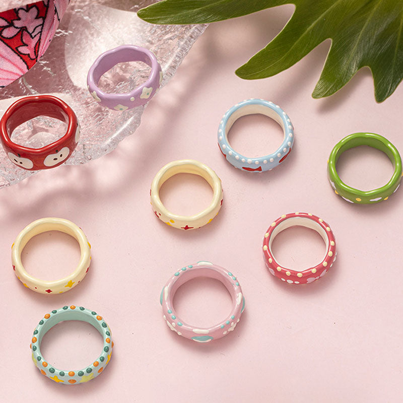 Polka Dots Bowknot Enamel Ring - DippedShop Wholesale - #3251