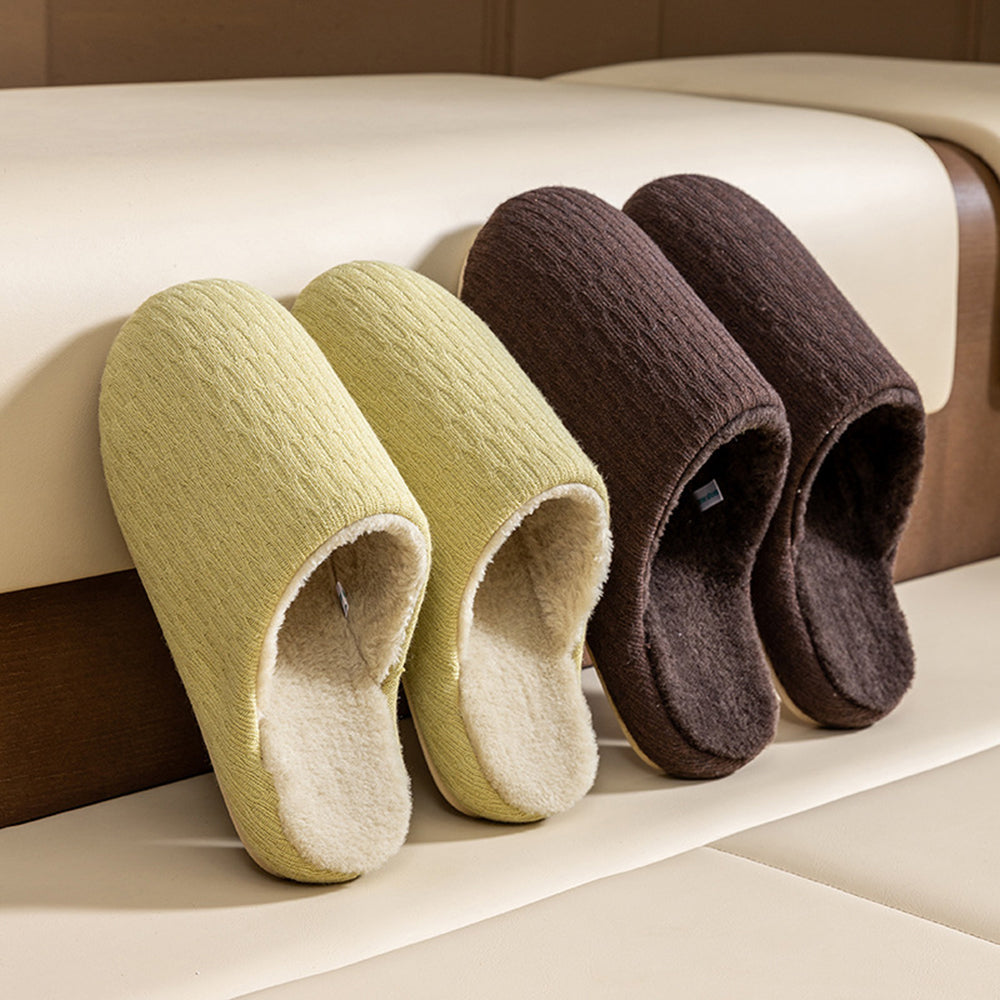 Soft Fleece-Lined Solid Color Winter Slippers 6W8FSP294