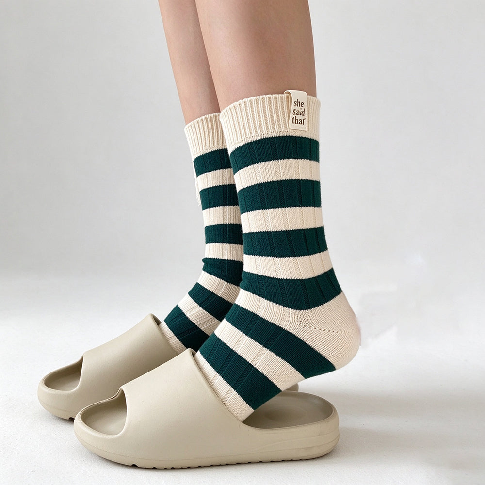 Striped Slouchy Crew Socks - DippedShop Wholesale - #2579