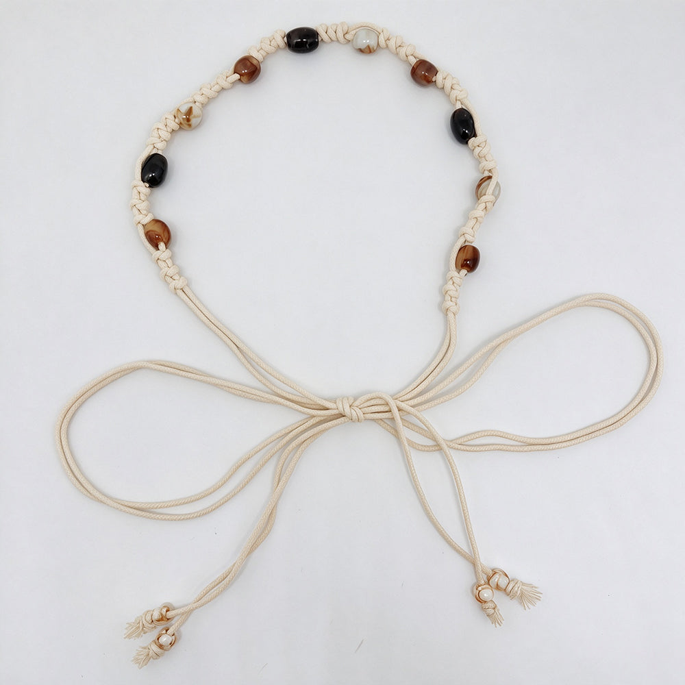 Boho-Style Handmade Weave Beaded Waist Belt 6W6JBT243