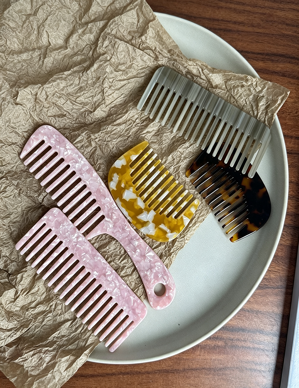 Simple Solid Color Square Acetate Hair Combs MK2PPM6CT5CB47