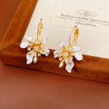 Elegant Enamel Cubic Zirconia Flower Hoop Earrings 6W6JER820